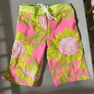 Lily Pulitzer toddler girl swim wide leg pants green and pink 2T no flaws